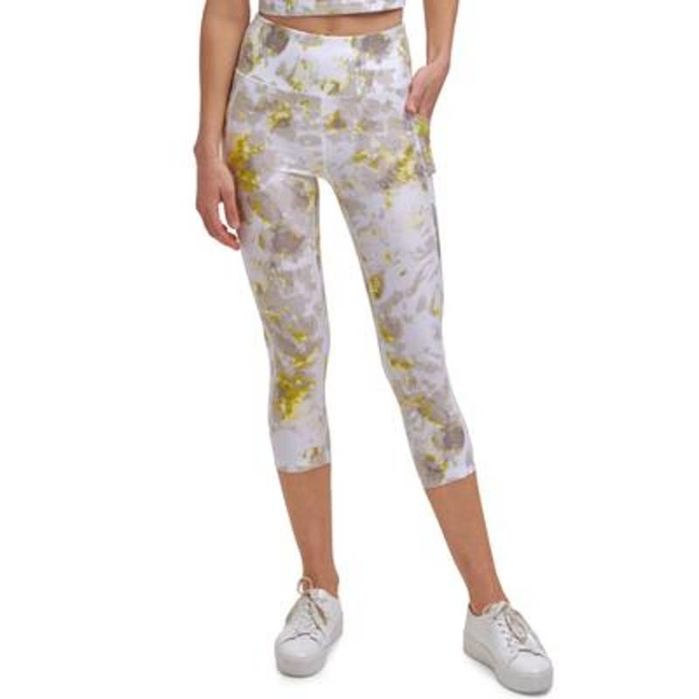 Calvin Klein Performance Printed Cropped Leggings Yellow, white, XS - Picture 1 of 9